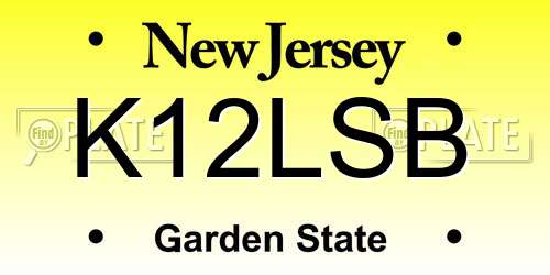 K12LSB New Jersey License Plate