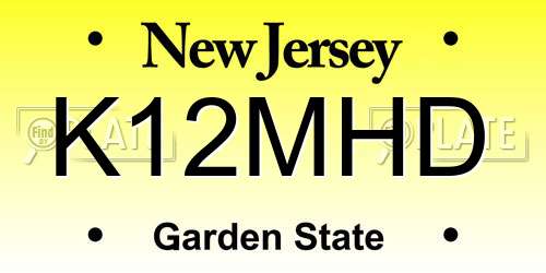 K12MHD New Jersey License Plate