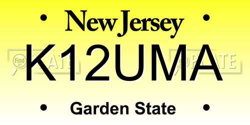 K12UMA New Jersey License Plate