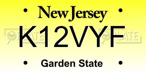 K12VYF New Jersey License Plate