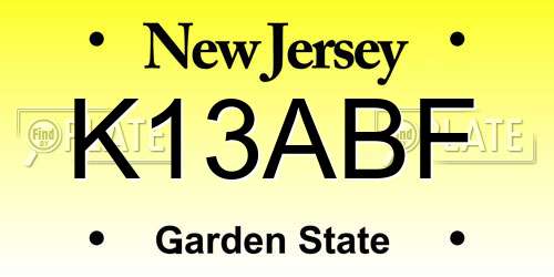 K13ABF New Jersey License Plate
