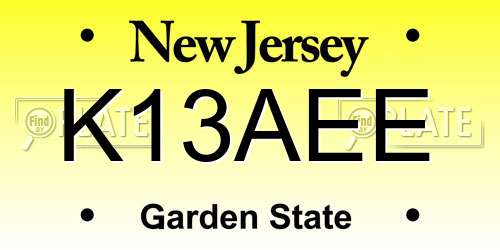 K13AEE New Jersey License Plate
