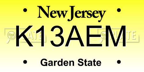 K13AEM New Jersey License Plate