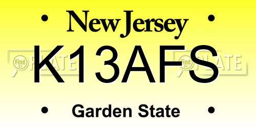 K13AFS New Jersey License Plate