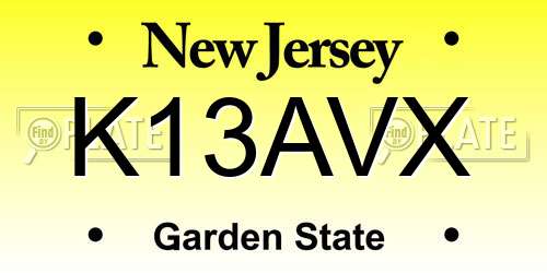 K13AVX New Jersey License Plate