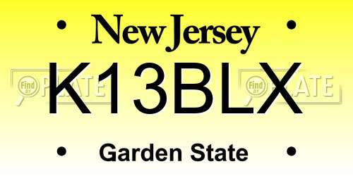 K13BLX New Jersey License Plate