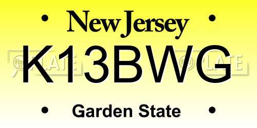 K13BWG New Jersey License Plate