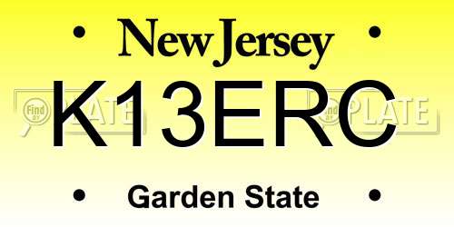 K13ERC New Jersey License Plate