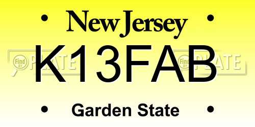 K13FAB New Jersey License Plate