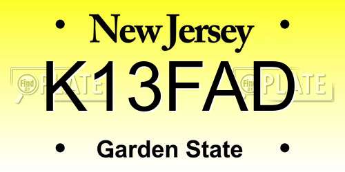 K13FAD New Jersey License Plate