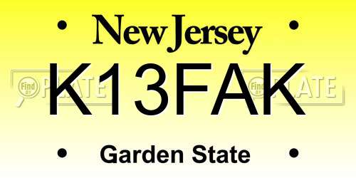 K13FAK New Jersey License Plate