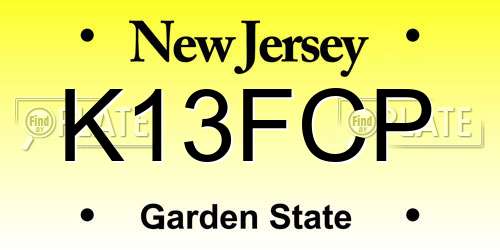 K13FCP New Jersey License Plate