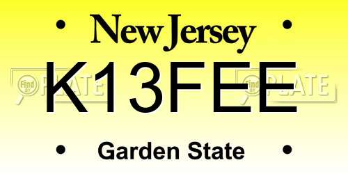 K13FEE New Jersey License Plate