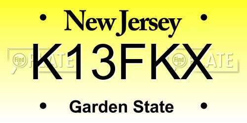 K13FKX New Jersey License Plate