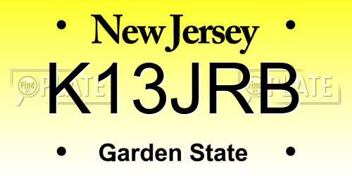 K13JRB New Jersey License Plate
