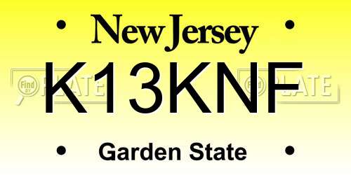 K13KNF New Jersey License Plate