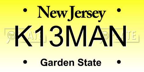 K13MAN New Jersey License Plate