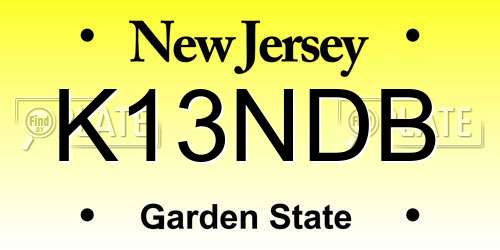 K13NDB New Jersey License Plate