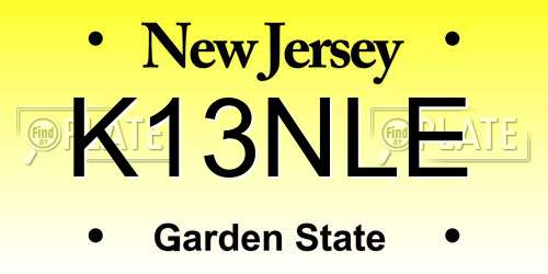 K13NLE New Jersey License Plate
