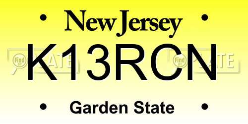 K13RCN New Jersey License Plate