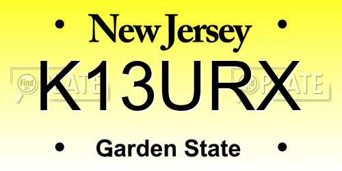 K13URX New Jersey License Plate