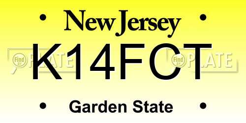 K14FCT New Jersey License Plate