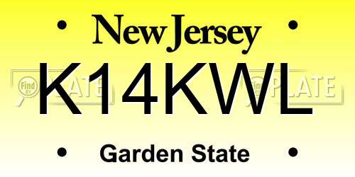 K14KWL New Jersey License Plate