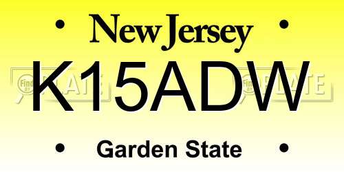 K15ADW New Jersey License Plate