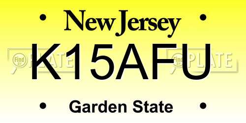K15AFU New Jersey License Plate