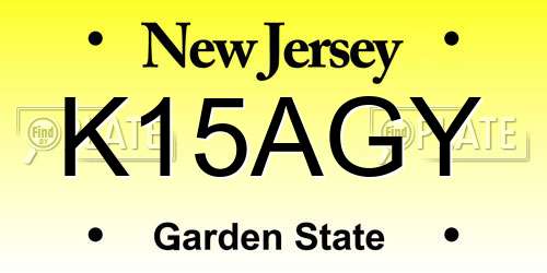 K15AGY New Jersey License Plate
