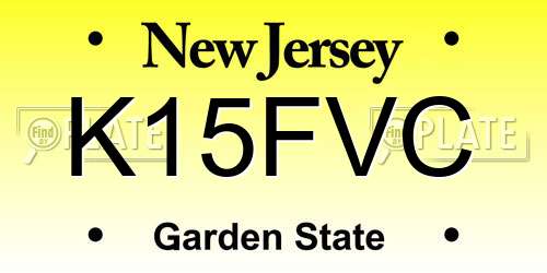 K15FVC New Jersey License Plate