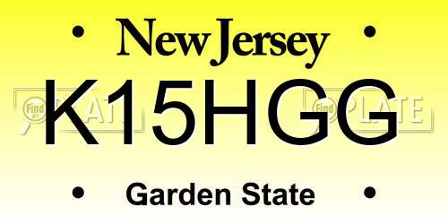 K15HGG New Jersey License Plate