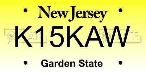 K15KAW New Jersey License Plate