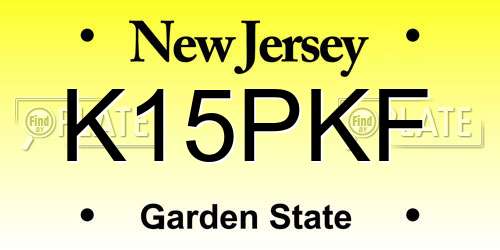 K15PKF New Jersey License Plate