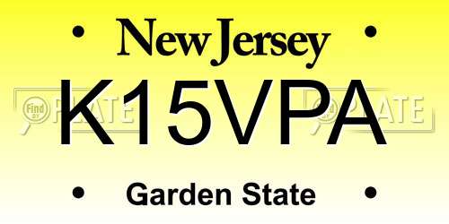 K15VPA New Jersey License Plate