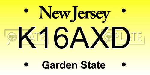K16AXD New Jersey License Plate