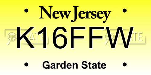 K16FFW New Jersey License Plate