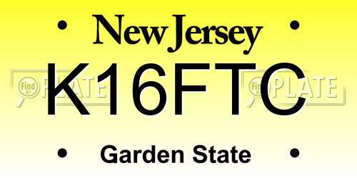 K16FTC New Jersey License Plate