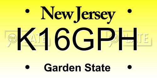 K16GPH New Jersey License Plate