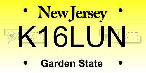 K16LUN New Jersey License Plate