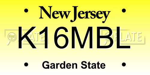 K16MBL New Jersey License Plate