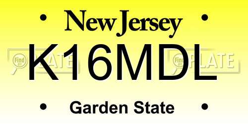 K16MDL New Jersey License Plate