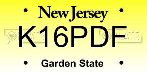 K16PDF New Jersey License Plate