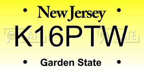 K16PTW New Jersey License Plate