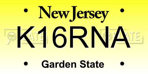 K16RNA New Jersey License Plate