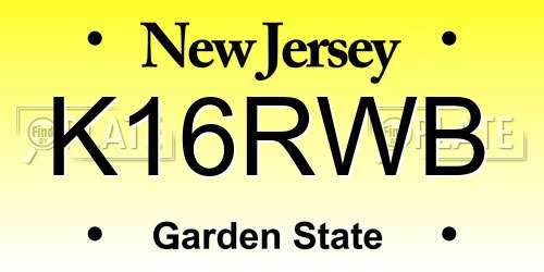 K16RWB New Jersey License Plate