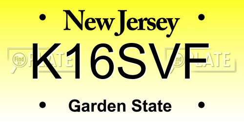 K16SVF New Jersey License Plate