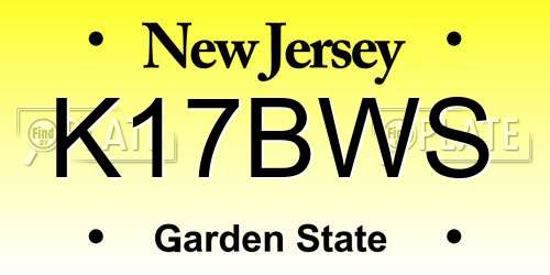 K17BWS New Jersey License Plate