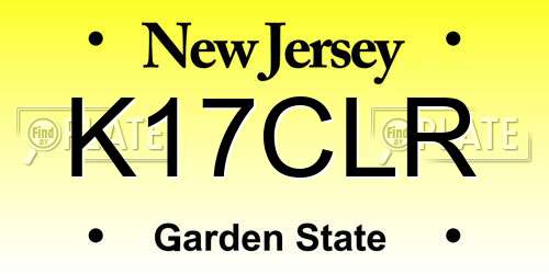 K17CLR New Jersey License Plate