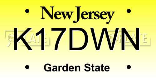 K17DWN New Jersey License Plate